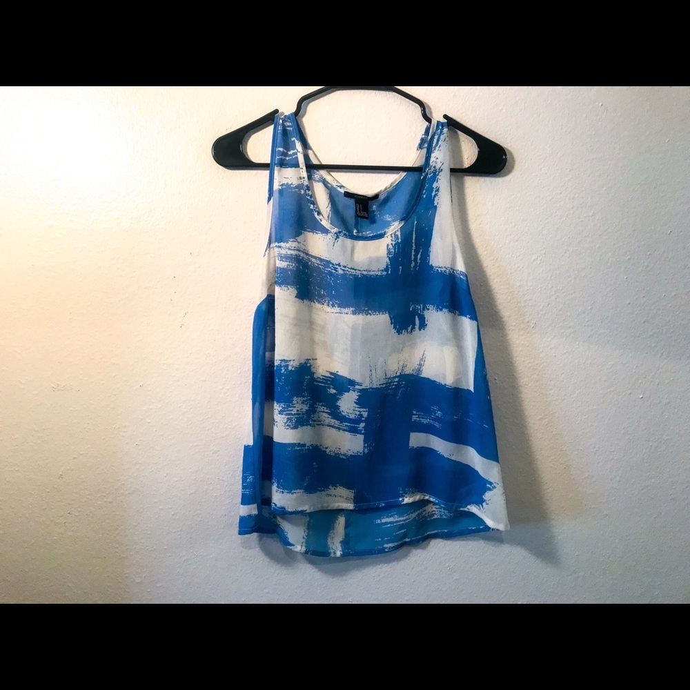 Forever 21 Sheer Blue & White Tank